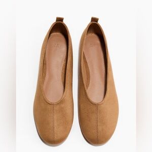 H&M Women's Camel Faux-Suede Ballet Flats
